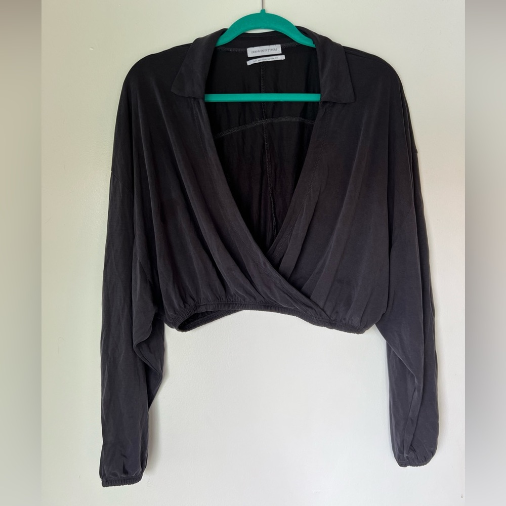 Urban Outfitters Long Sleeve Cross Over Crop Top